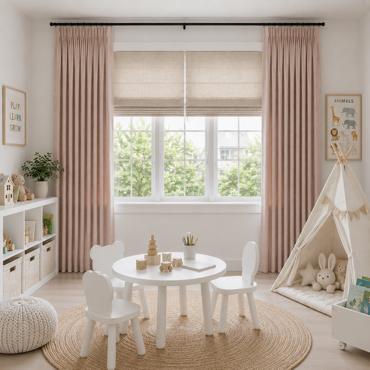 Blush Pink Double-Sided Cotton Blend Blackout Curtains
