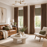 Mocha Brown Double-Sided Cotton Blend Blackout Curtains