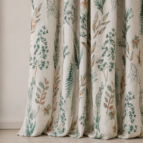 Botanical Herb Garden Pencil Pleat Curtains