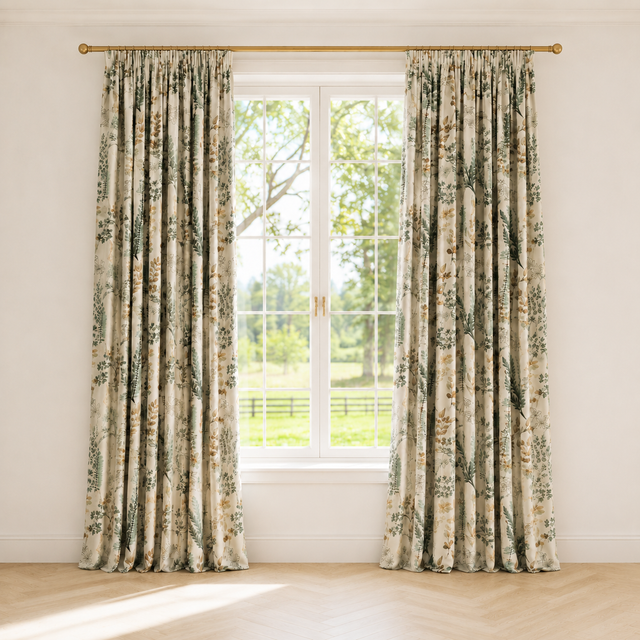 Botanical Herb Garden Pencil Pleat Curtains