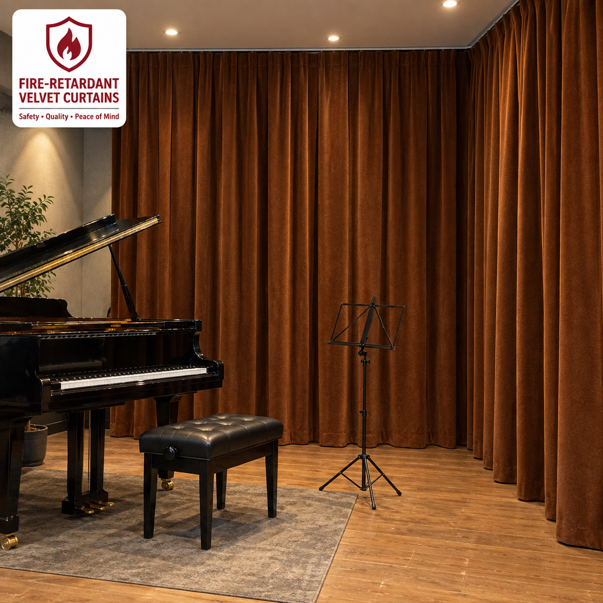 Chestnut Brown Flame Retardant Velvet Curtains