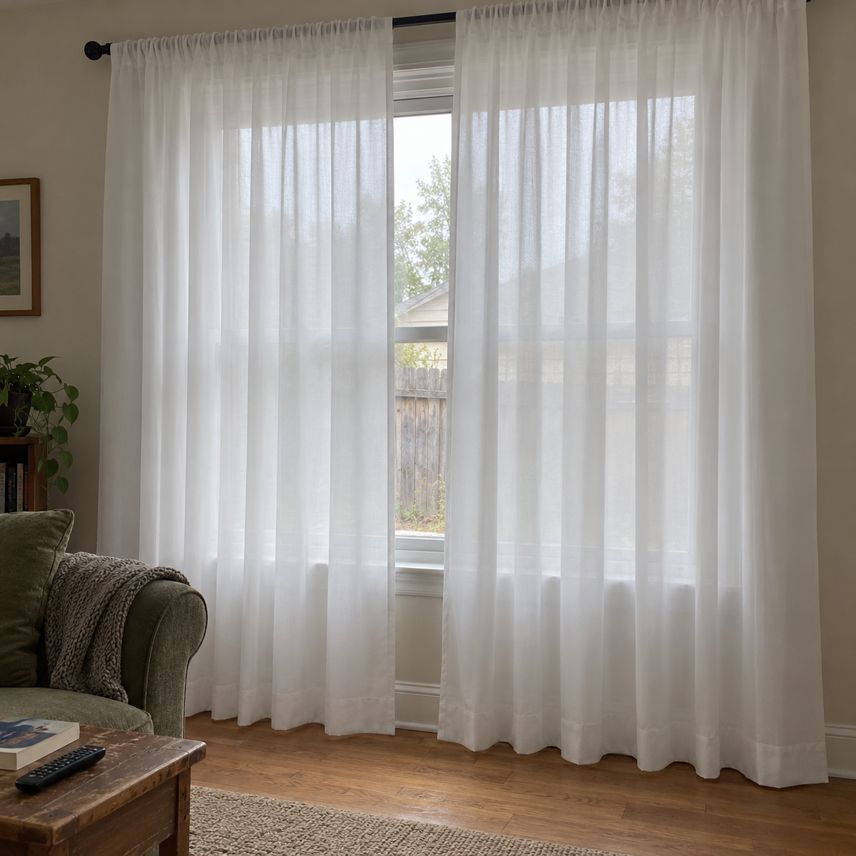 Avery White Textured Gauze Custom Sheer Curtain