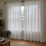 Avery White Textured Gauze Custom Sheer Curtain