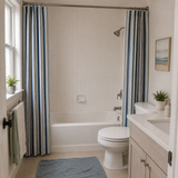 Coastal Blue Striped Shower Curtain