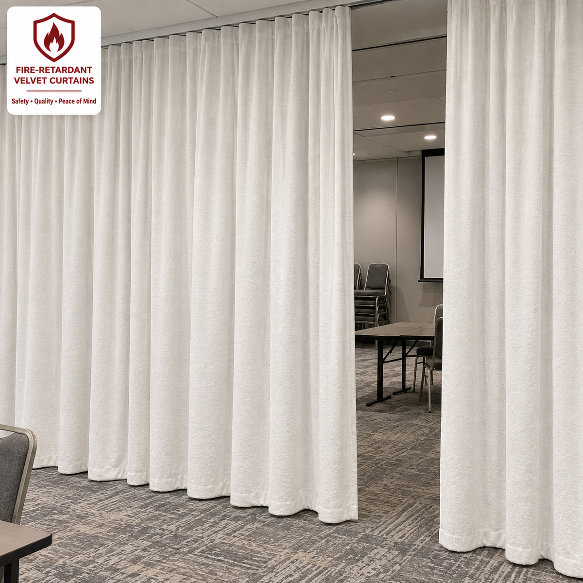 Coconut White Flame Retardant Velvet Curtains