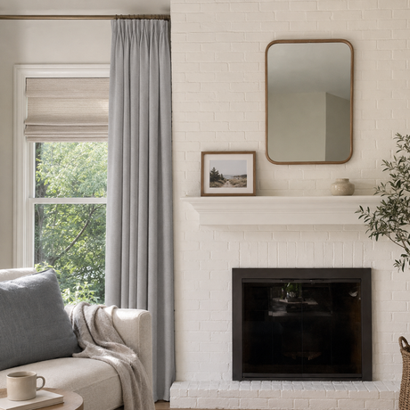 Mint Gray Linen Rod Pocket Curtains