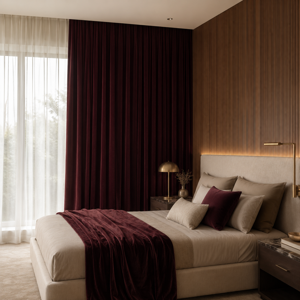 Wine Red Velvet Curtains