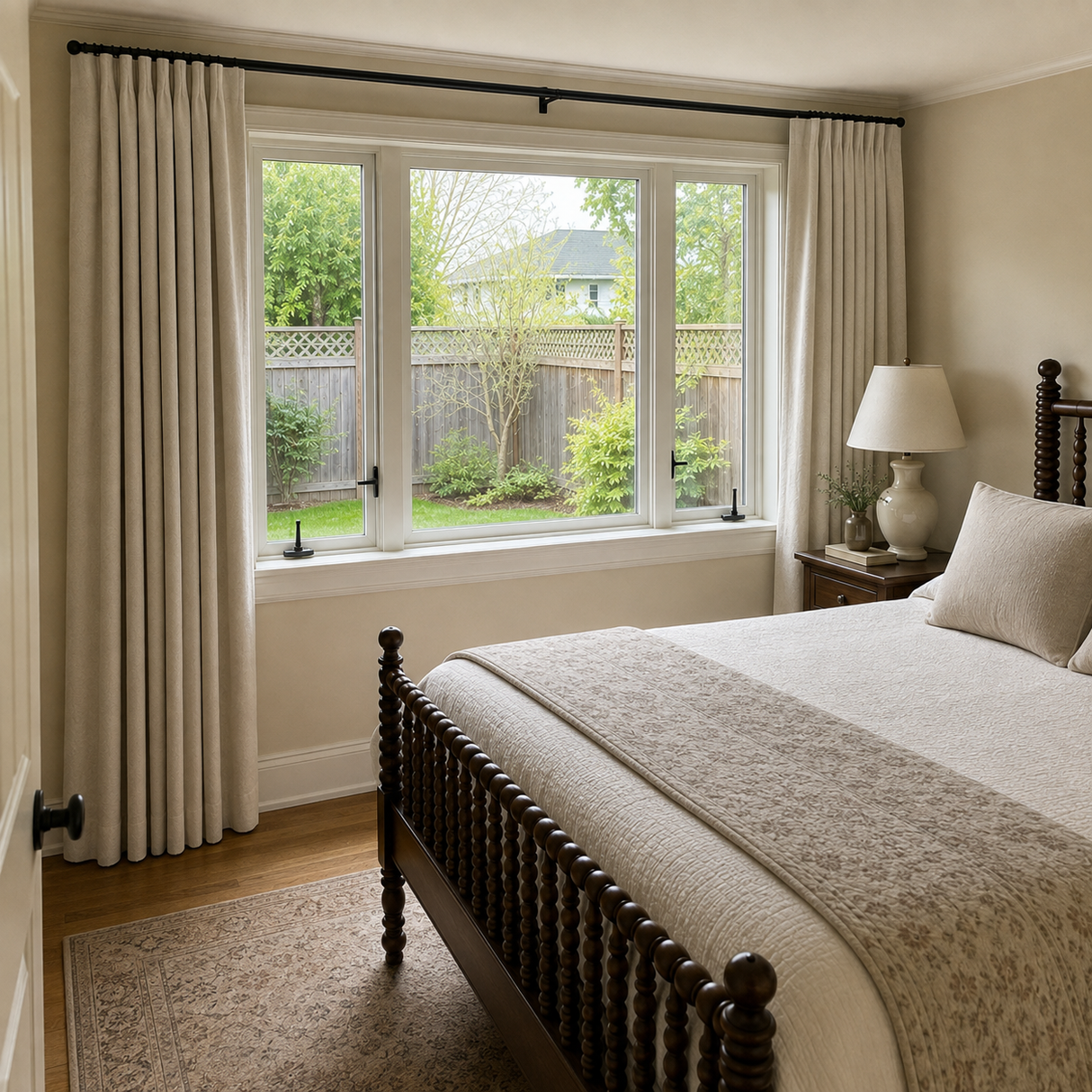 63 Inch Cream Double-Sided Cotton Blend Blackout Curtains