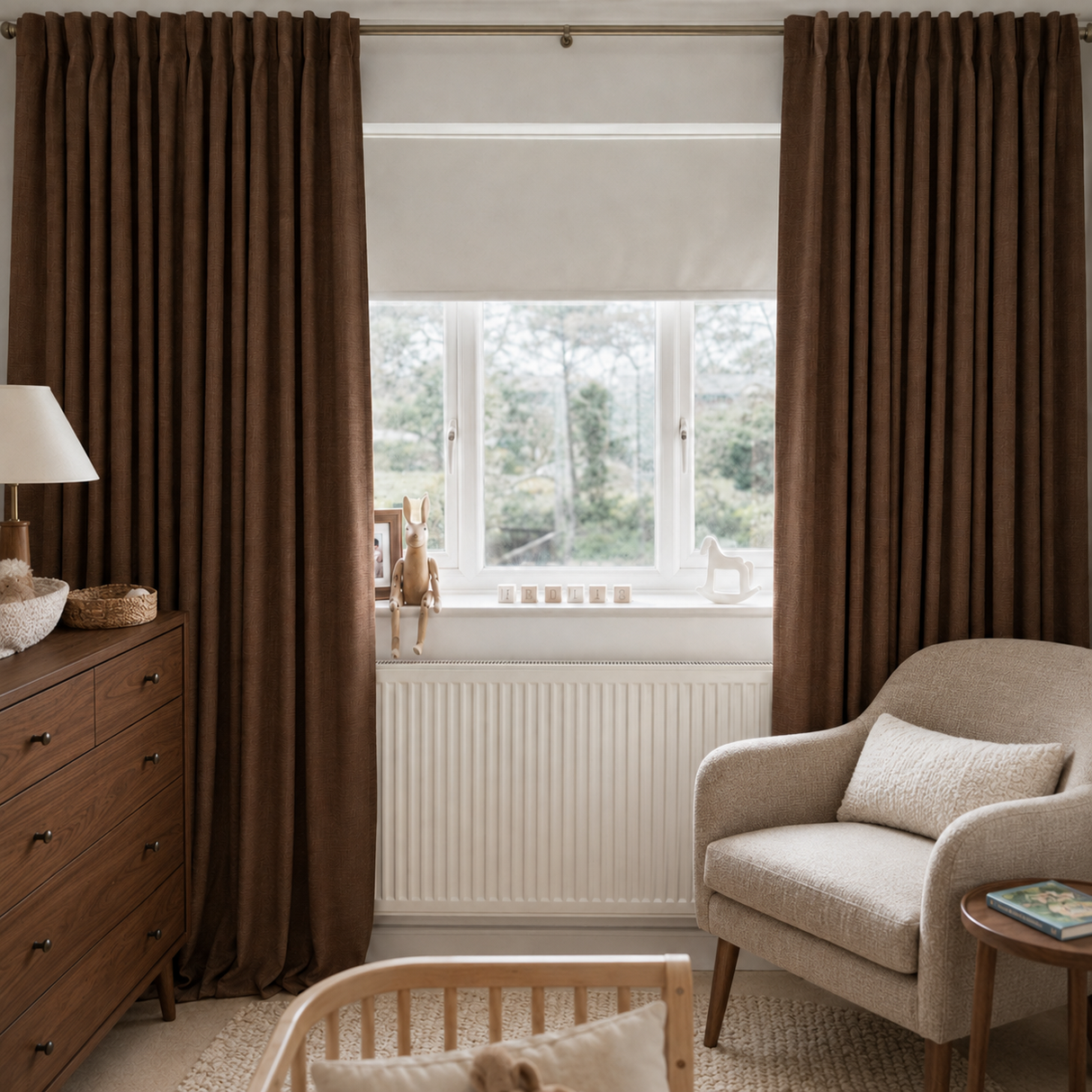 63 Inch Mocha Brown Double-Sided Cotton Blend Blackout Curtains