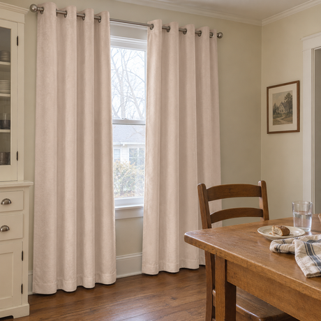 Vanilla Beige Velvet Rod Pocket Curtains