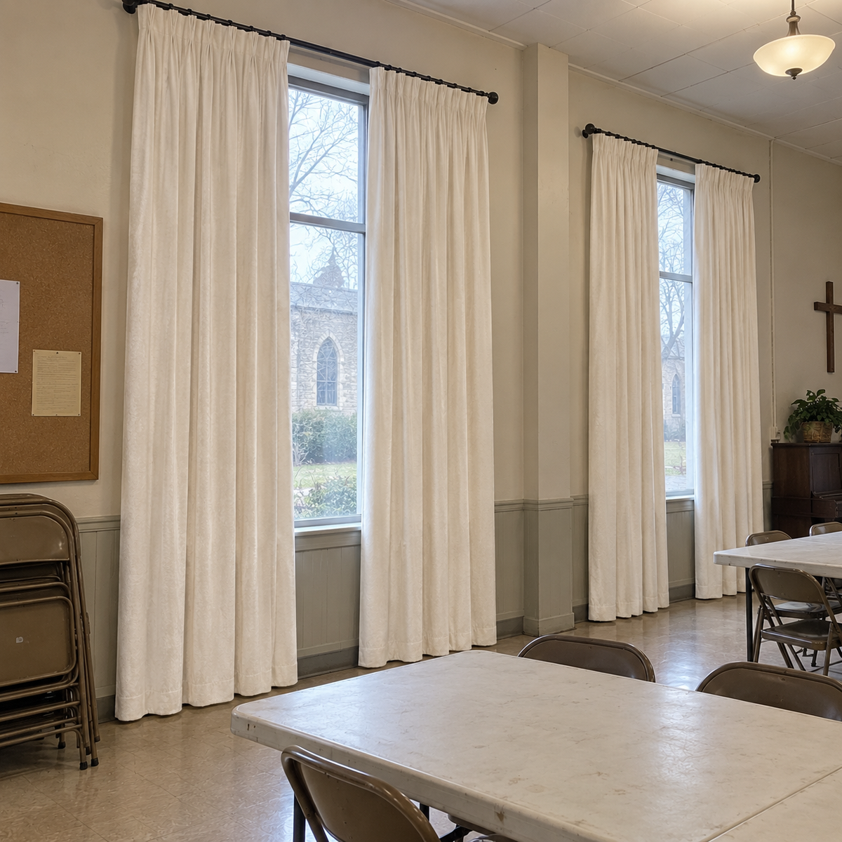 120 Inch Long Cream White Velvet Curtains