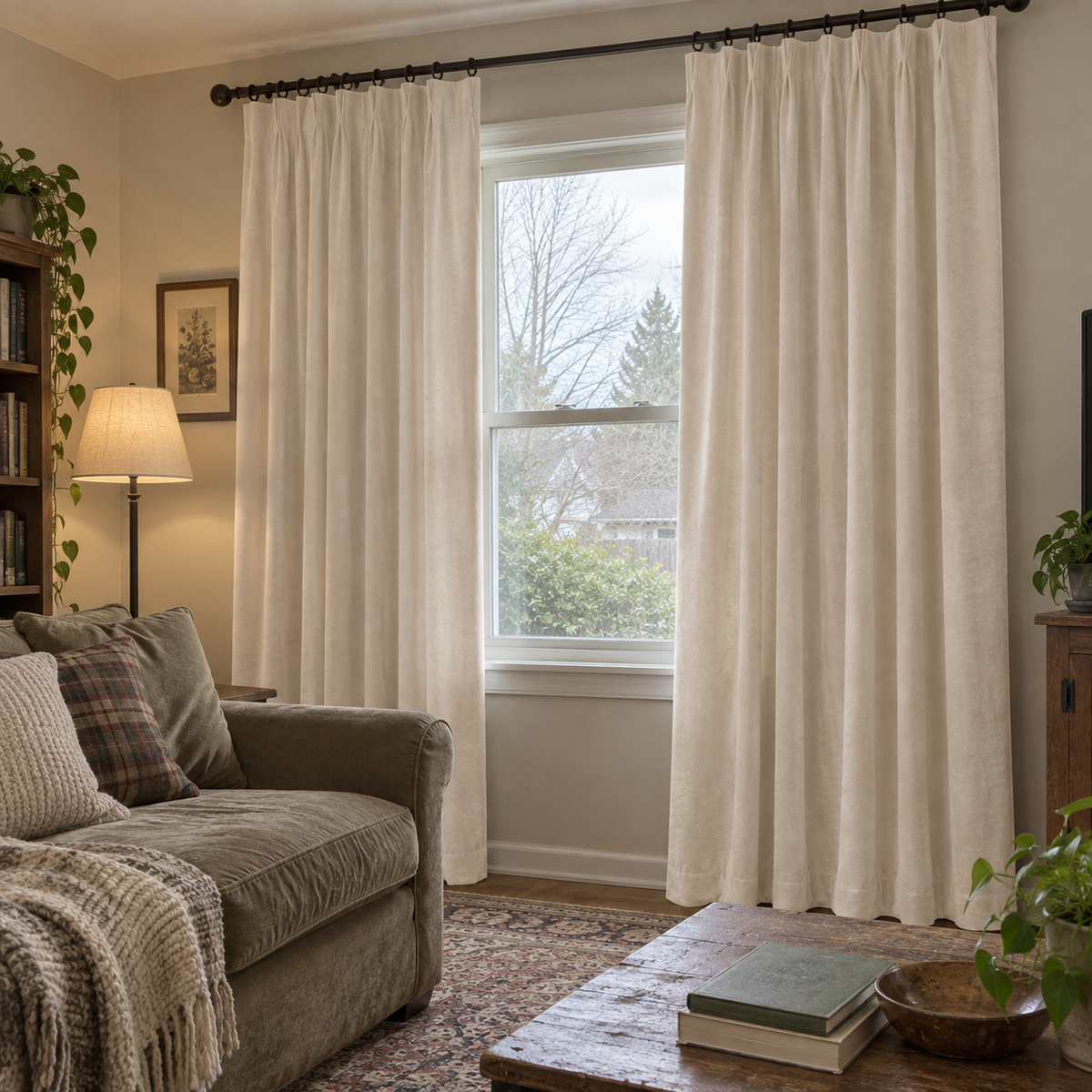 120 Inch Long Cream White Velvet Curtains