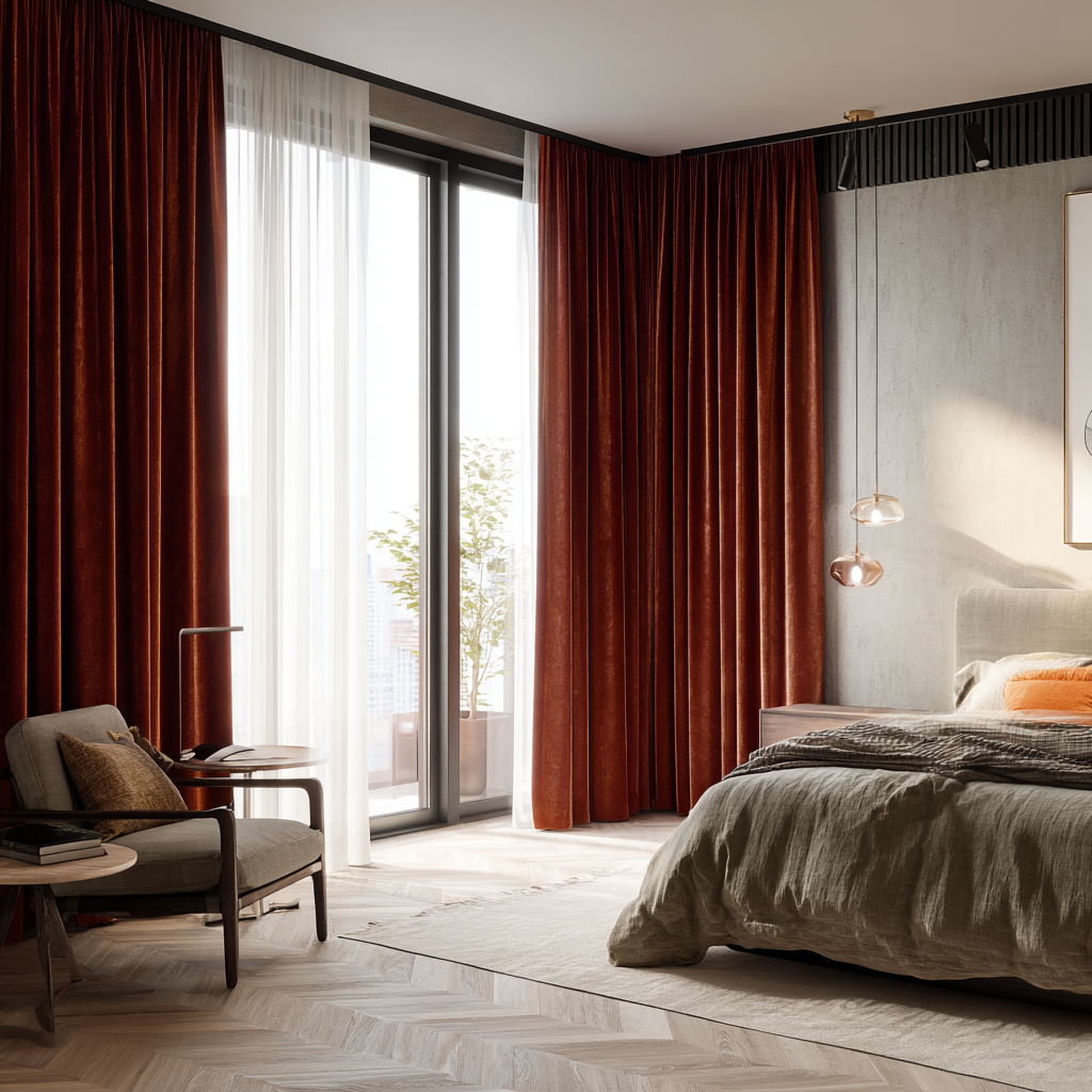 Dark Mahogany Velvet Curtain