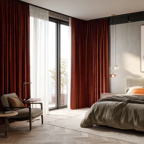 Dark Mahogany Velvet Rod Pocket Curtains