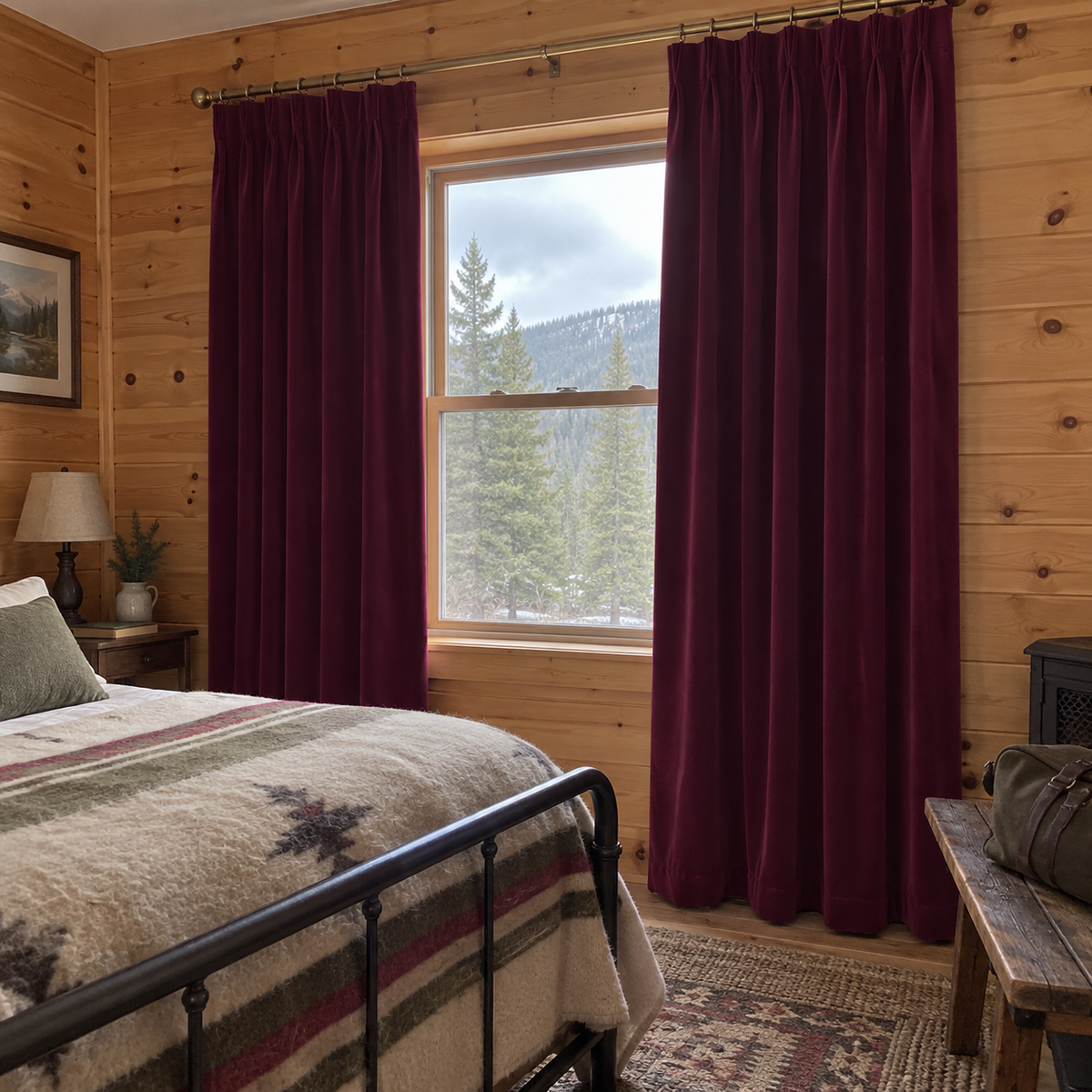 Dark Garnet Red Blackout Velvet Curtains