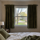 63 Inch Long Olive Green Velvet Curtains