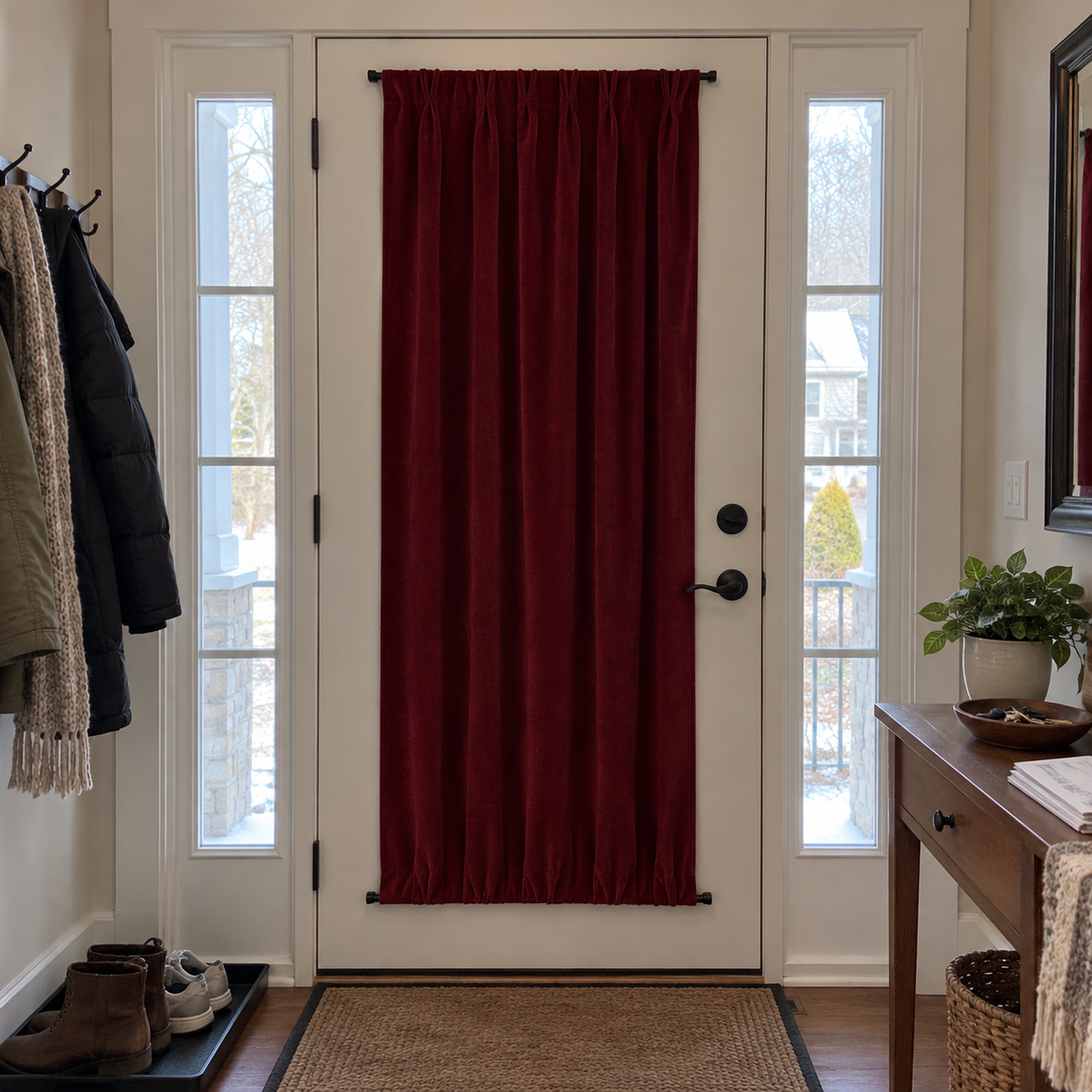 Wine Red Velvet Door Curtain