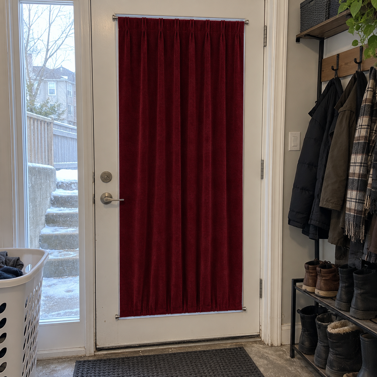 Wine Red Velvet Door Curtain