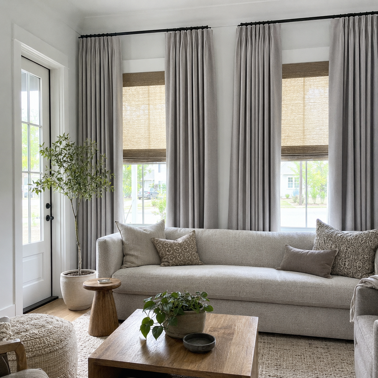 63 Inch Mint Gray Linen Curtains