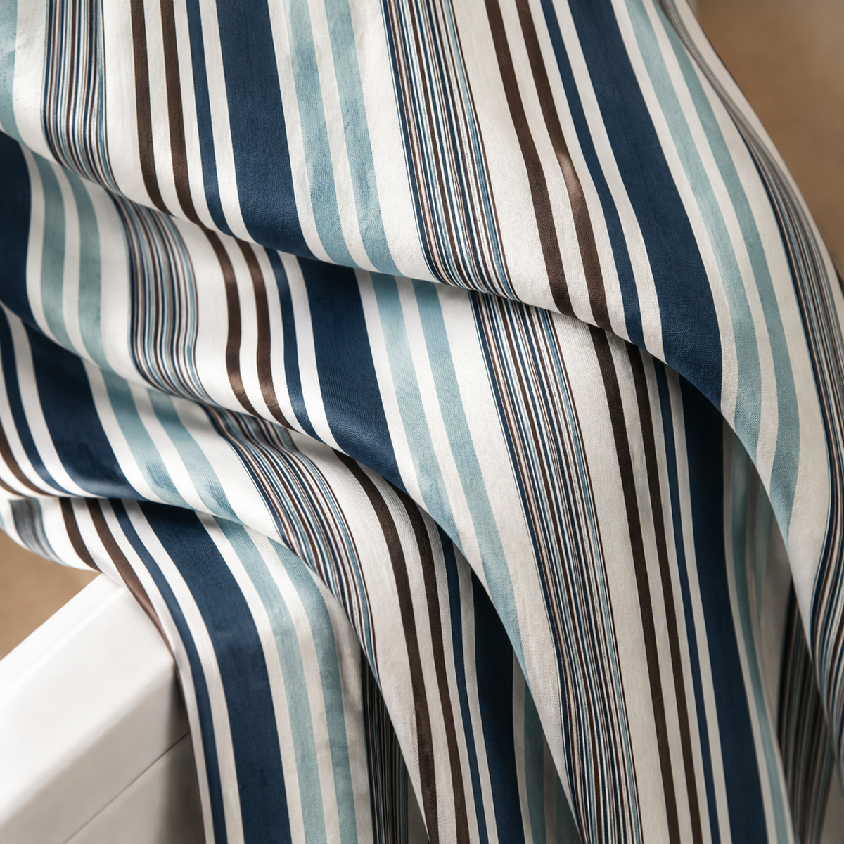 Coastal Blue Striped Shower Curtain