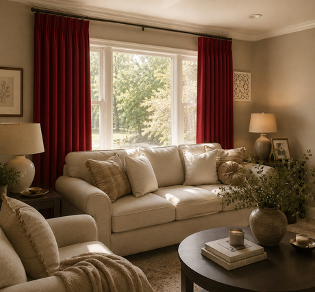Rose Red Velvet Pinch Pleat Curtains