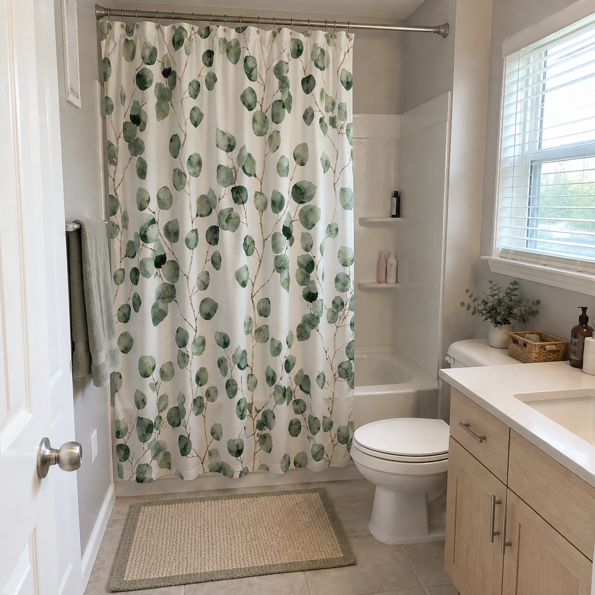 Watercolor Eucalyptus Shower Curtain