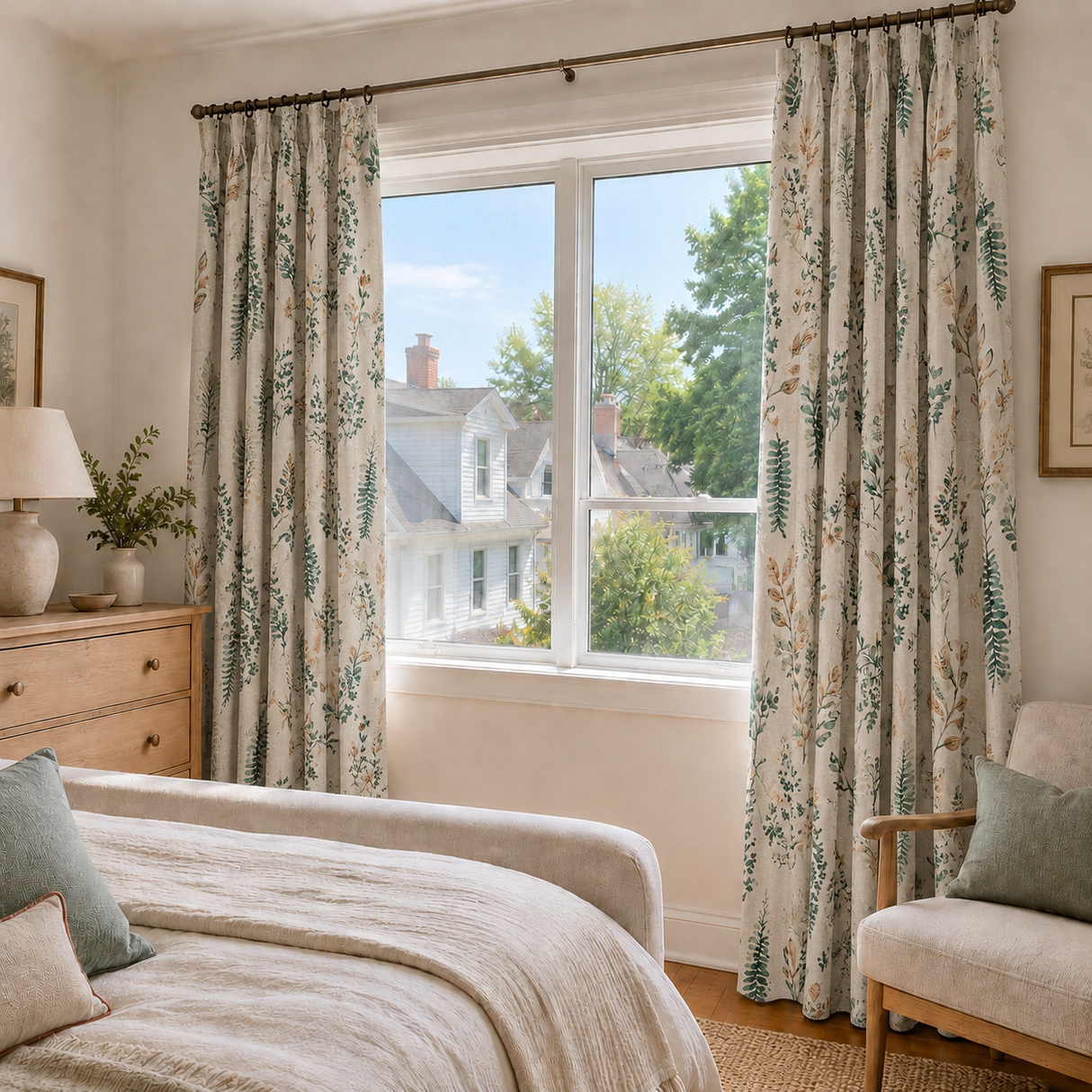 Botanical Herb Garden Pencil Pleat Curtains