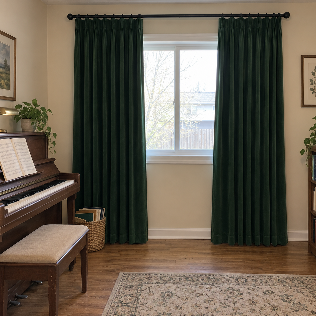 120 Inch Long Gemstone Green Velvet Curtains