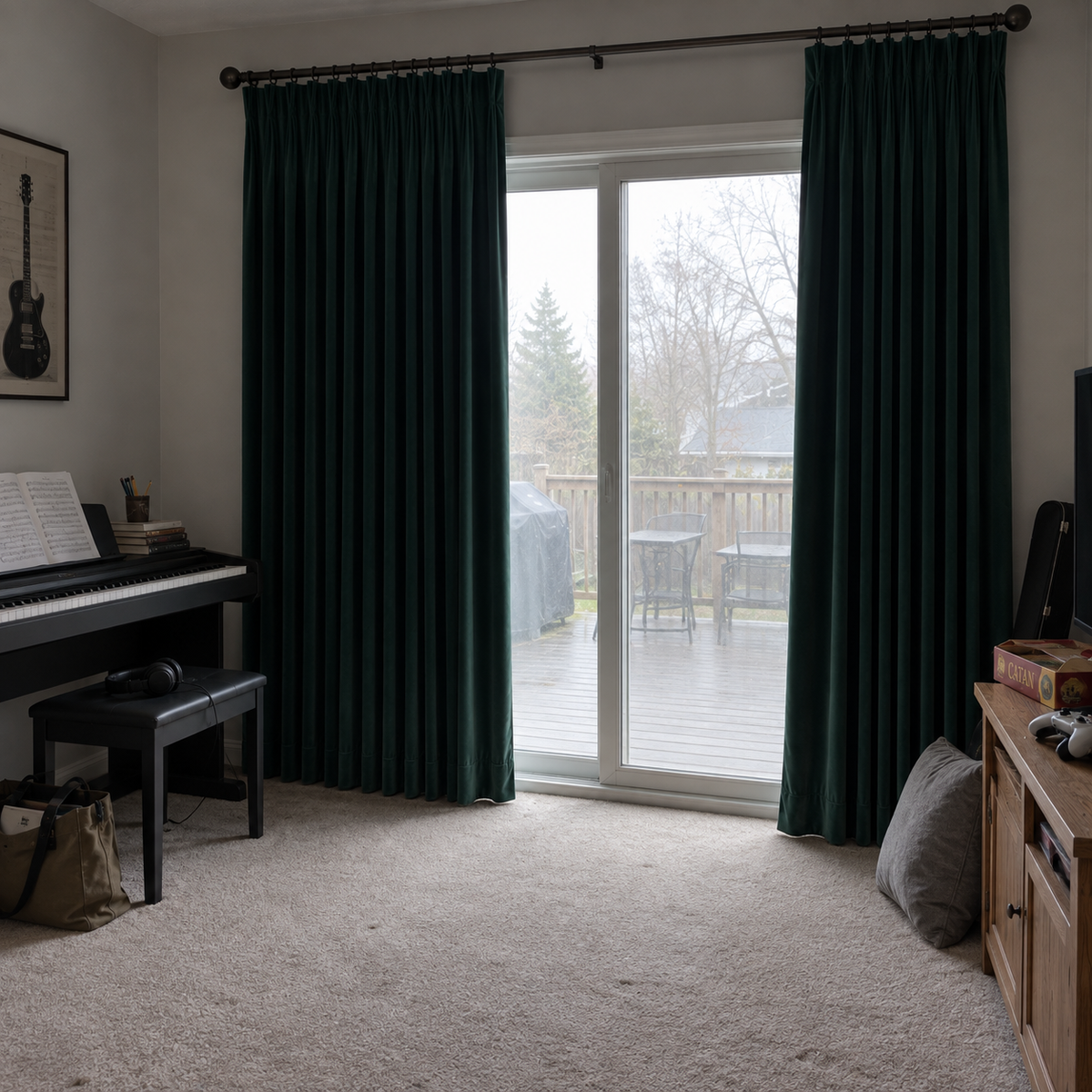 63 Inch Long Emerald Green Velvet Curtains