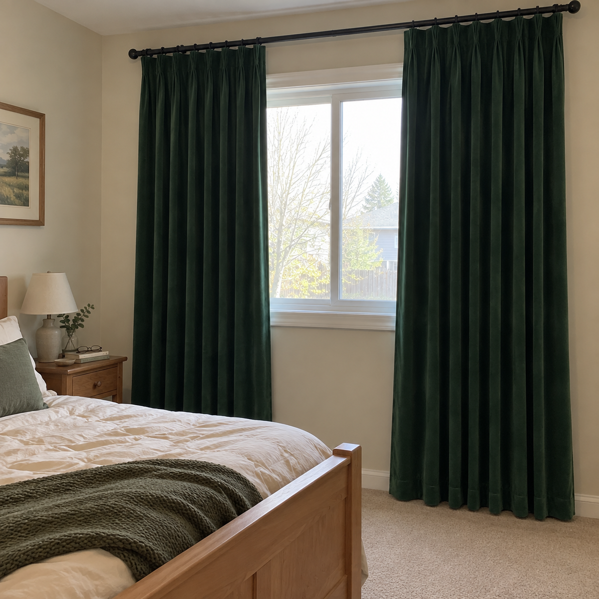120 Inch Long Gemstone Green Velvet Curtains