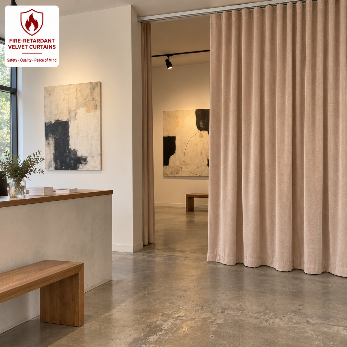French Beige Flame Retardant Velvet Curtains