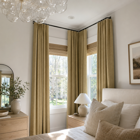 Wheat Beige Linen Blackout Rod Pocket Curtains