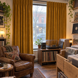 84 Inch Long Golden Ochre Velvet Curtains