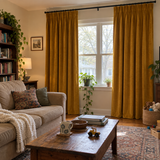 84 Inch Long Golden Ochre Velvet Curtains
