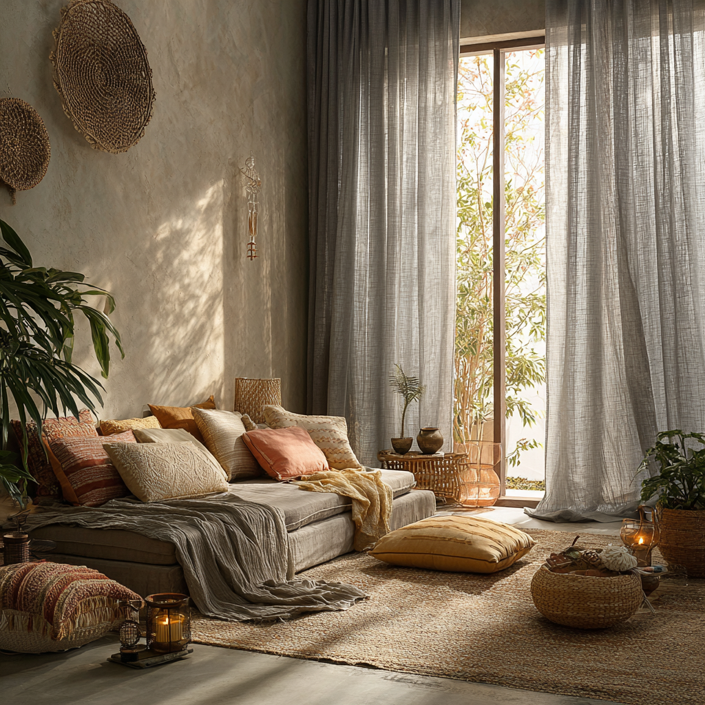 Grey Linen Sheer Curtain