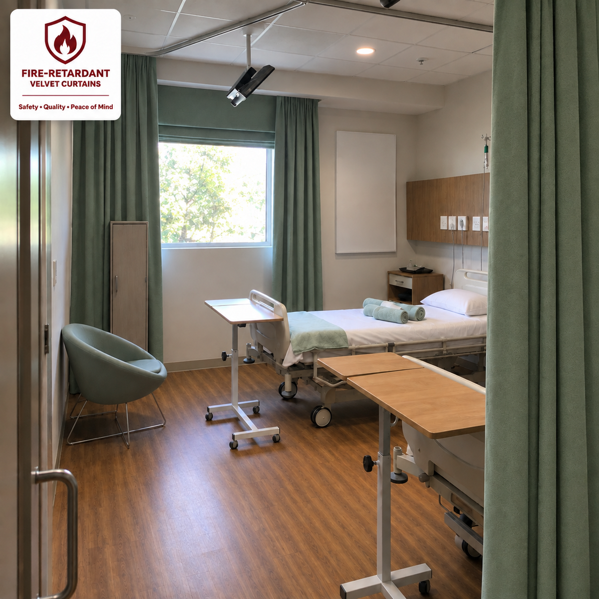 Sage Green Flame Retardant Velvet Curtains