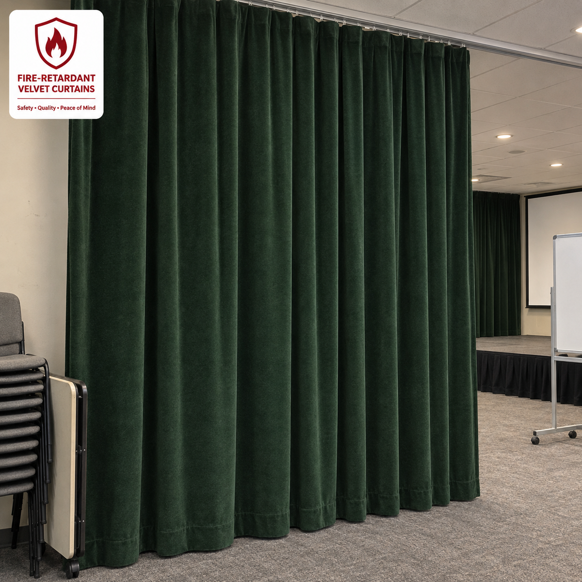Dark Green Flame Retardant Velvet Curtains