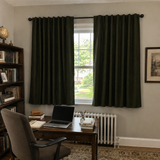63 Inch Long Vintage Green Double-Sided Cotton Blend Blackout Curtains