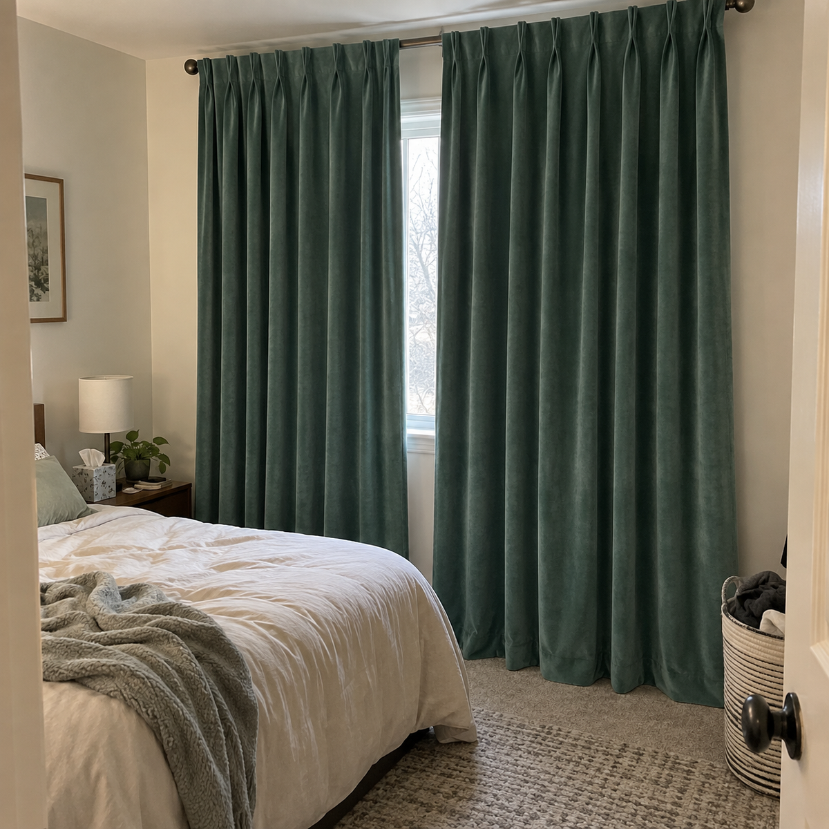 Jade Green Velvet Curtains