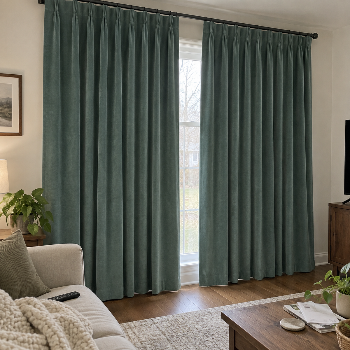 Jade Green Velvet Curtains