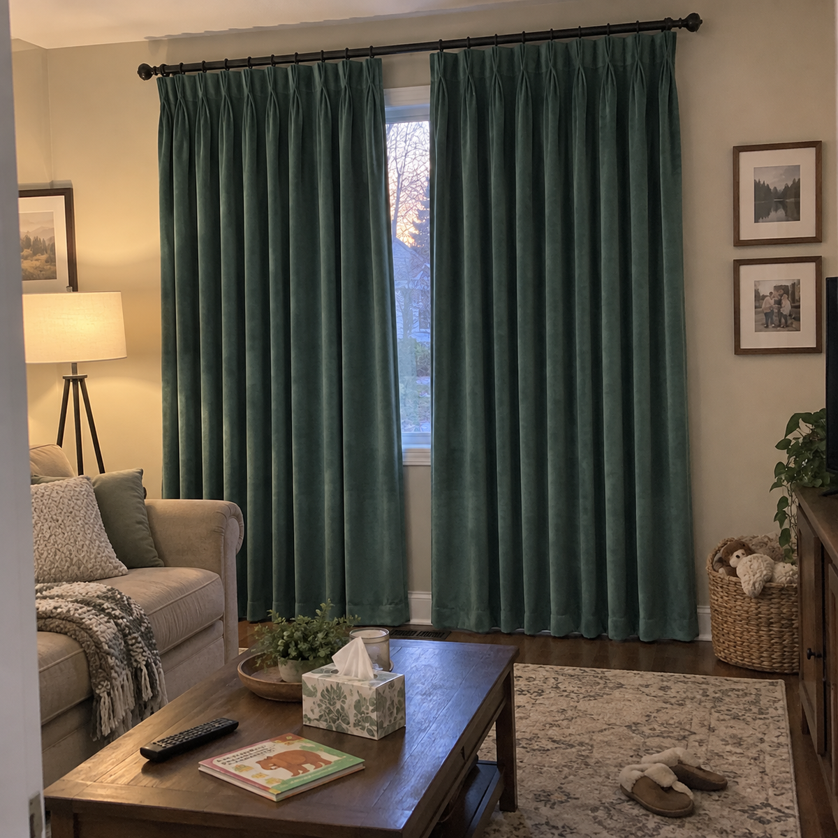 Jade Green Velvet Curtains