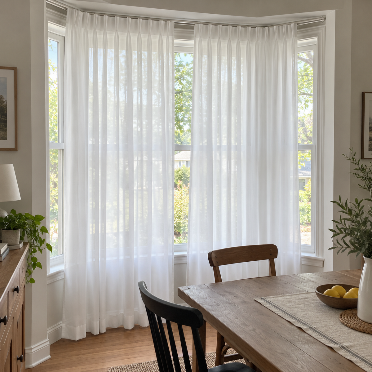 Avery White Textured Gauze Custom Sheer Curtain