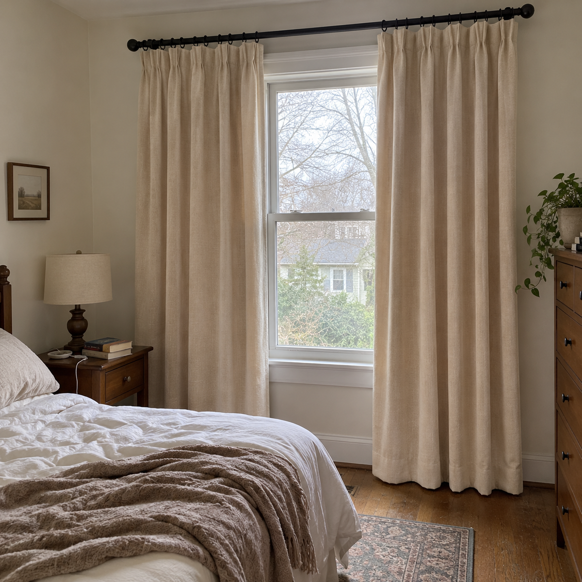 Latte Beige Velvet Curtains