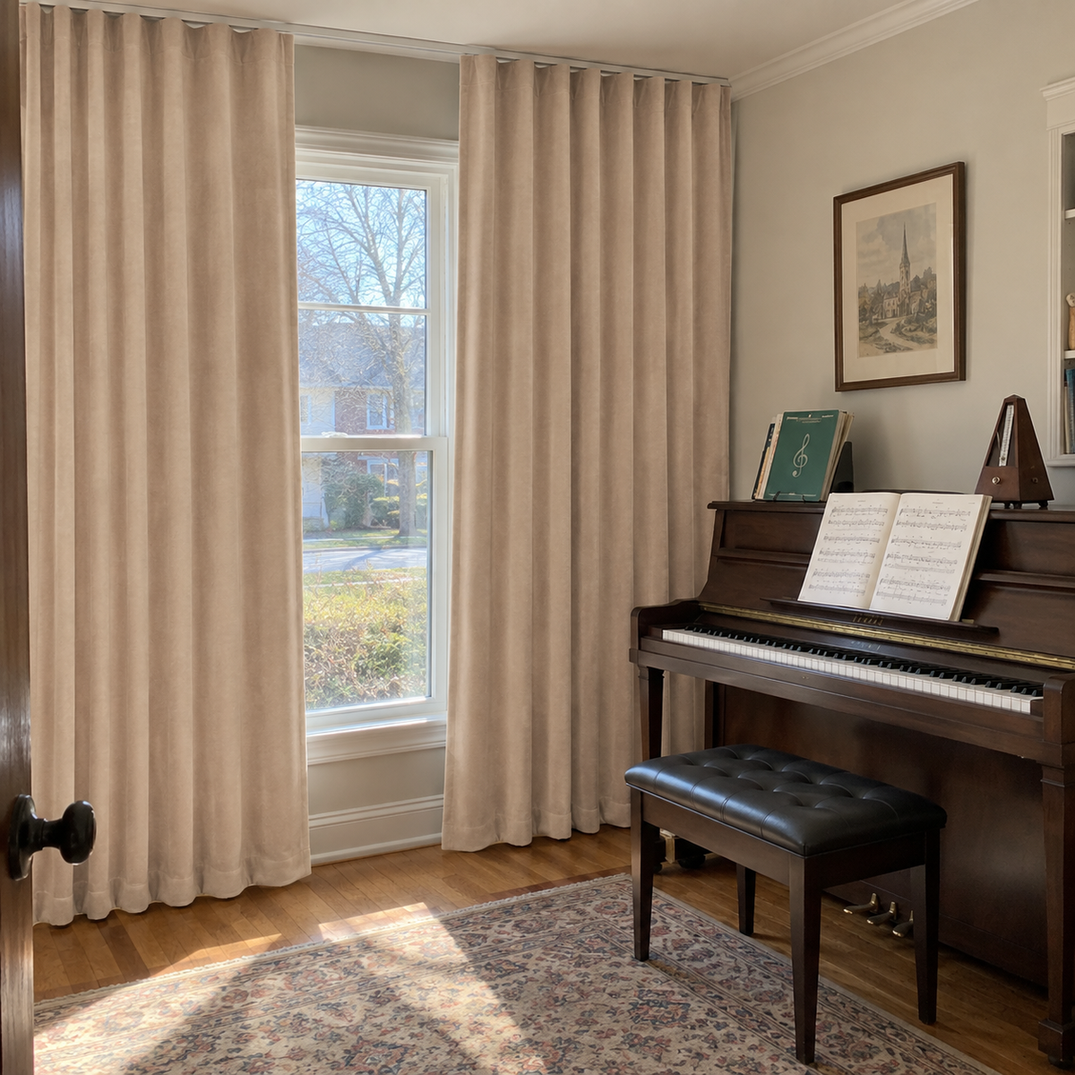 Latte Beige Velvet Curtains