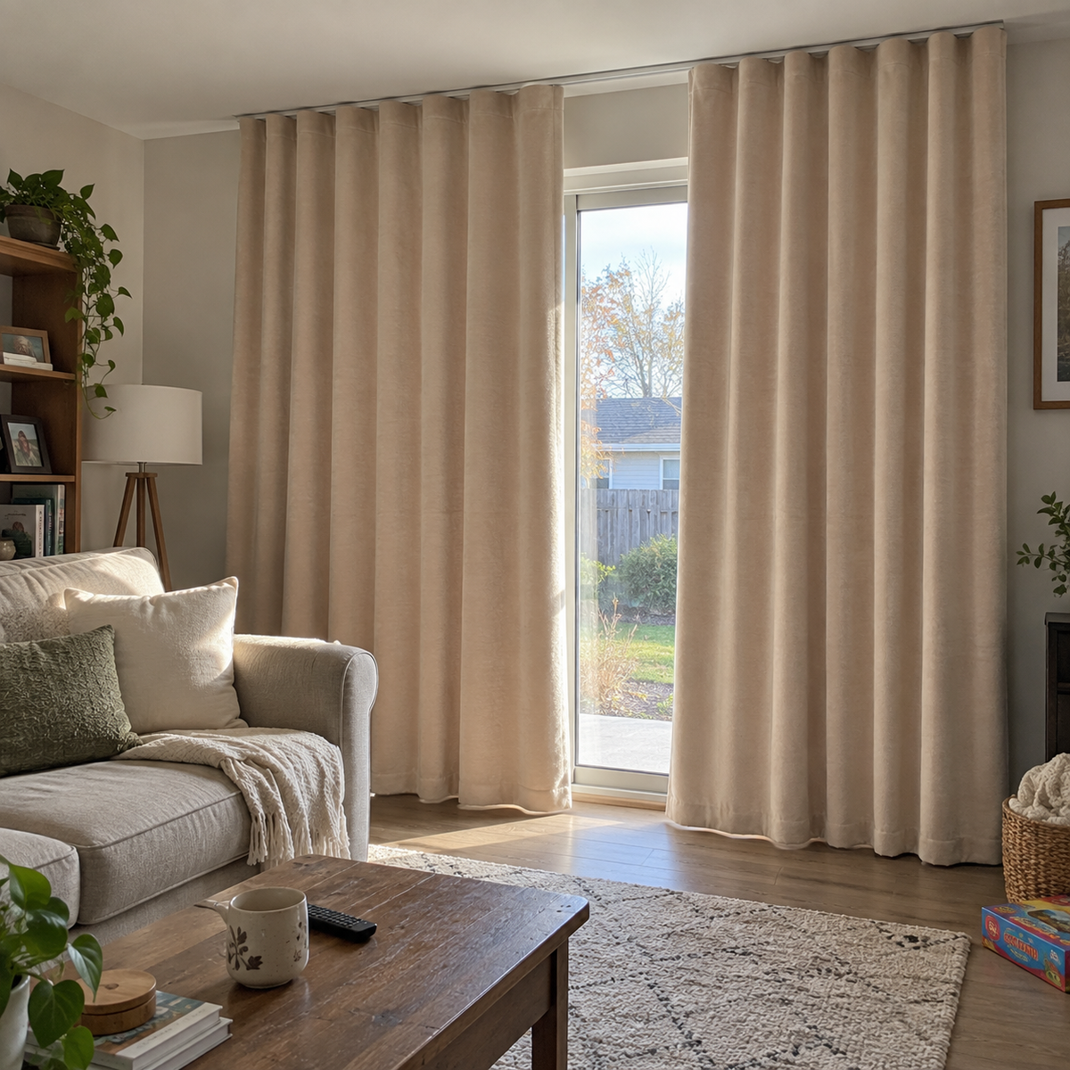 Latte Beige Velvet Curtains