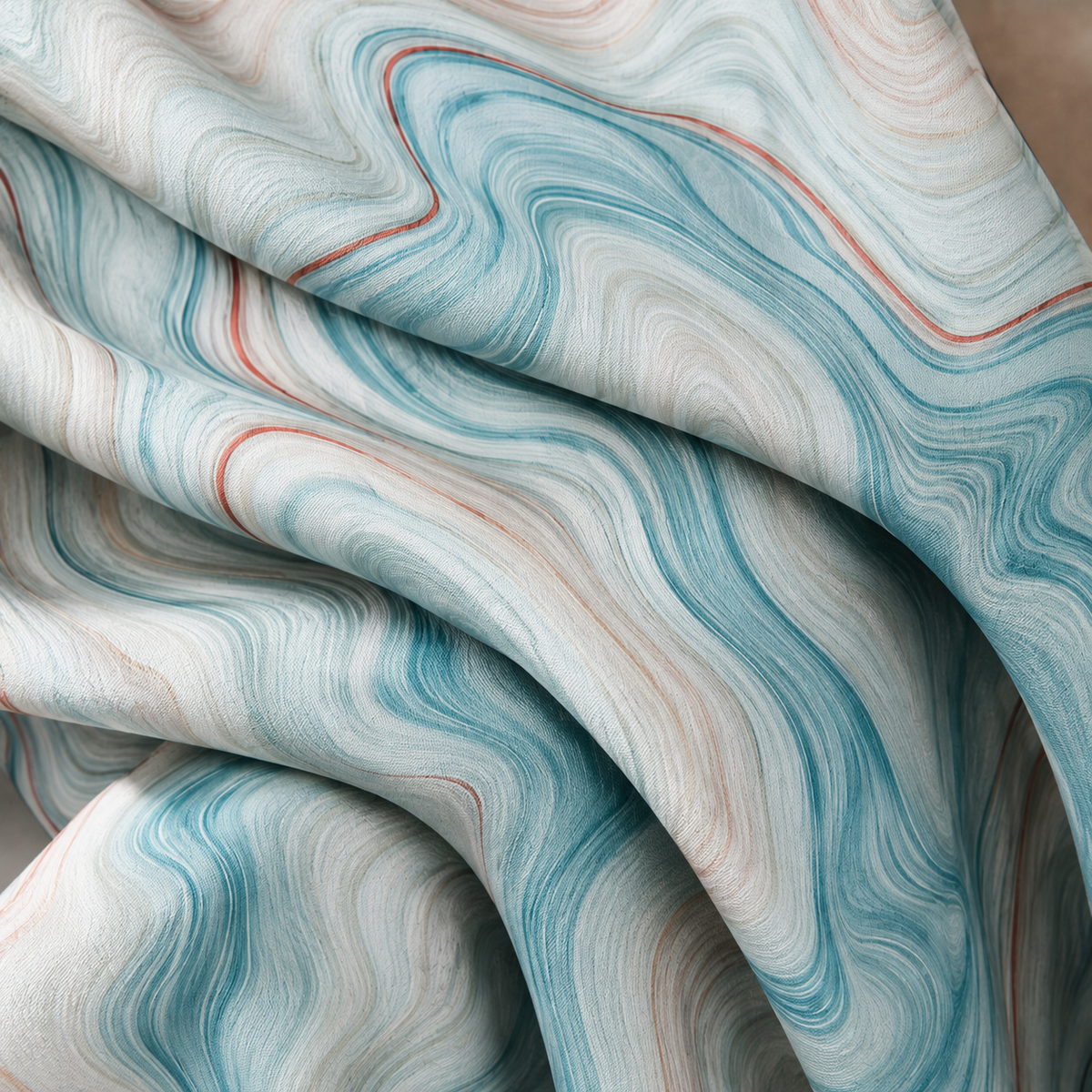 Blue Abstract Marble Shower Curtain