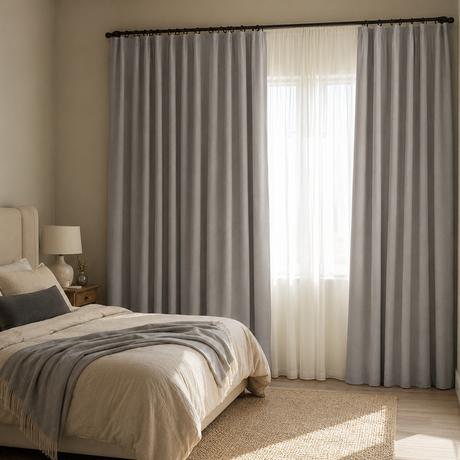 Mint Gray Linen Pinch Pleat Curtains