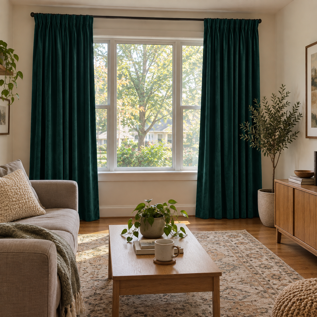 Dark Jade Green Blackout Velvet Curtains