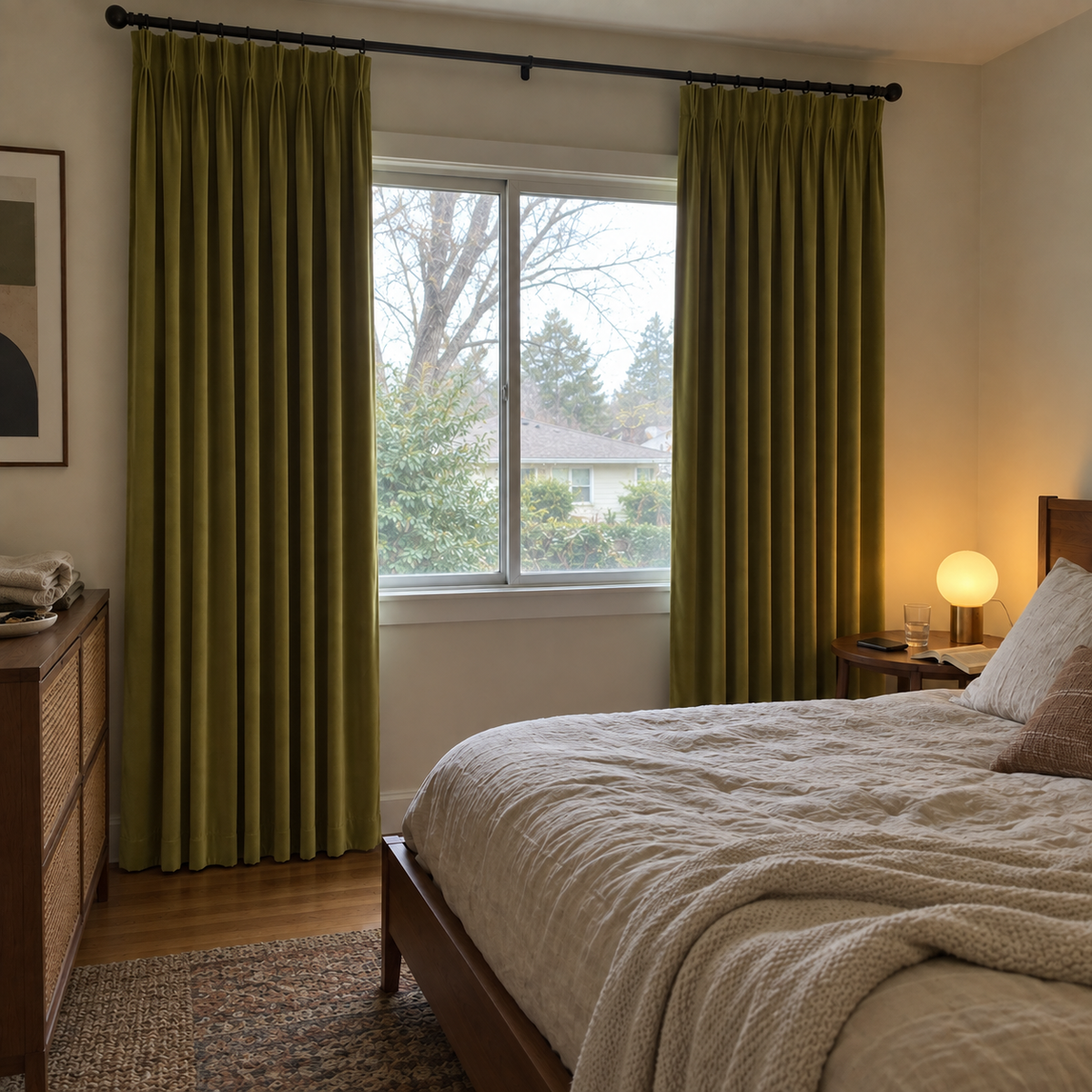Avocado Green Blackout Velvet Curtains