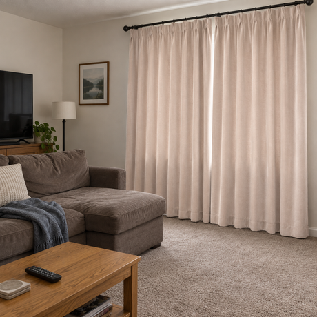 Vanilla Beige Velvet Rod Pocket Curtains